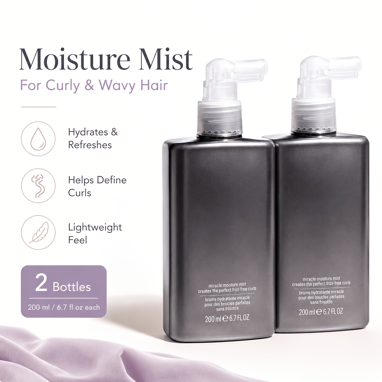 Hair Care For Wavy Hair - Spray Idratante per Ricci, Nebulizzatore Leggero