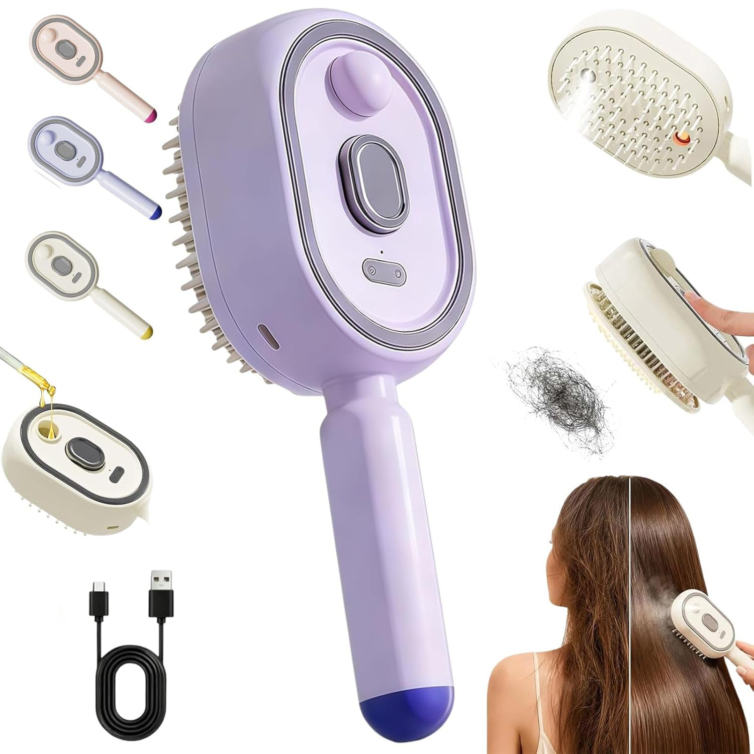 Hair Care Frizzy Hair - 2/1 pz Pettine Elettrico a Spruzzo